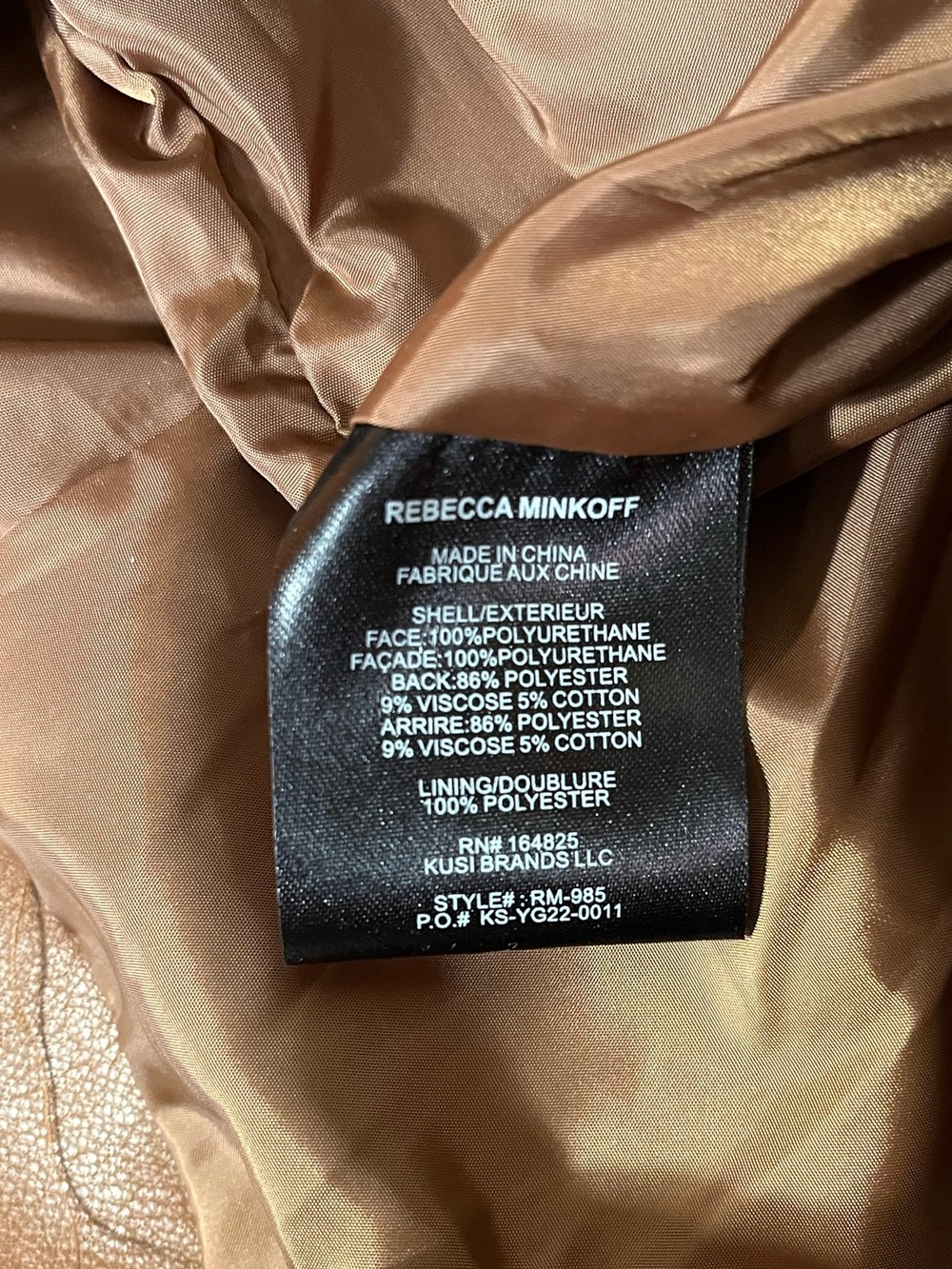 Rebecca Minkoff Women's Cognac Brown Vegan Leather Moto Jacket S - Picture 11 of 12